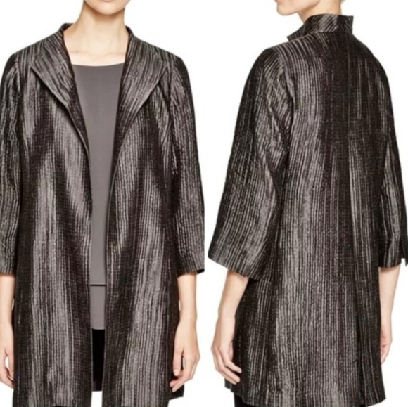 EILEEN FISHER Silk Duster Topper Gray Women's Lightweight Jacket Cardigan $498 - Picture 12 of 12